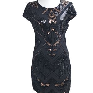 Express Mini Sequin Dress - Black, Copper (Gold) and Gray - Size S/P - EUC